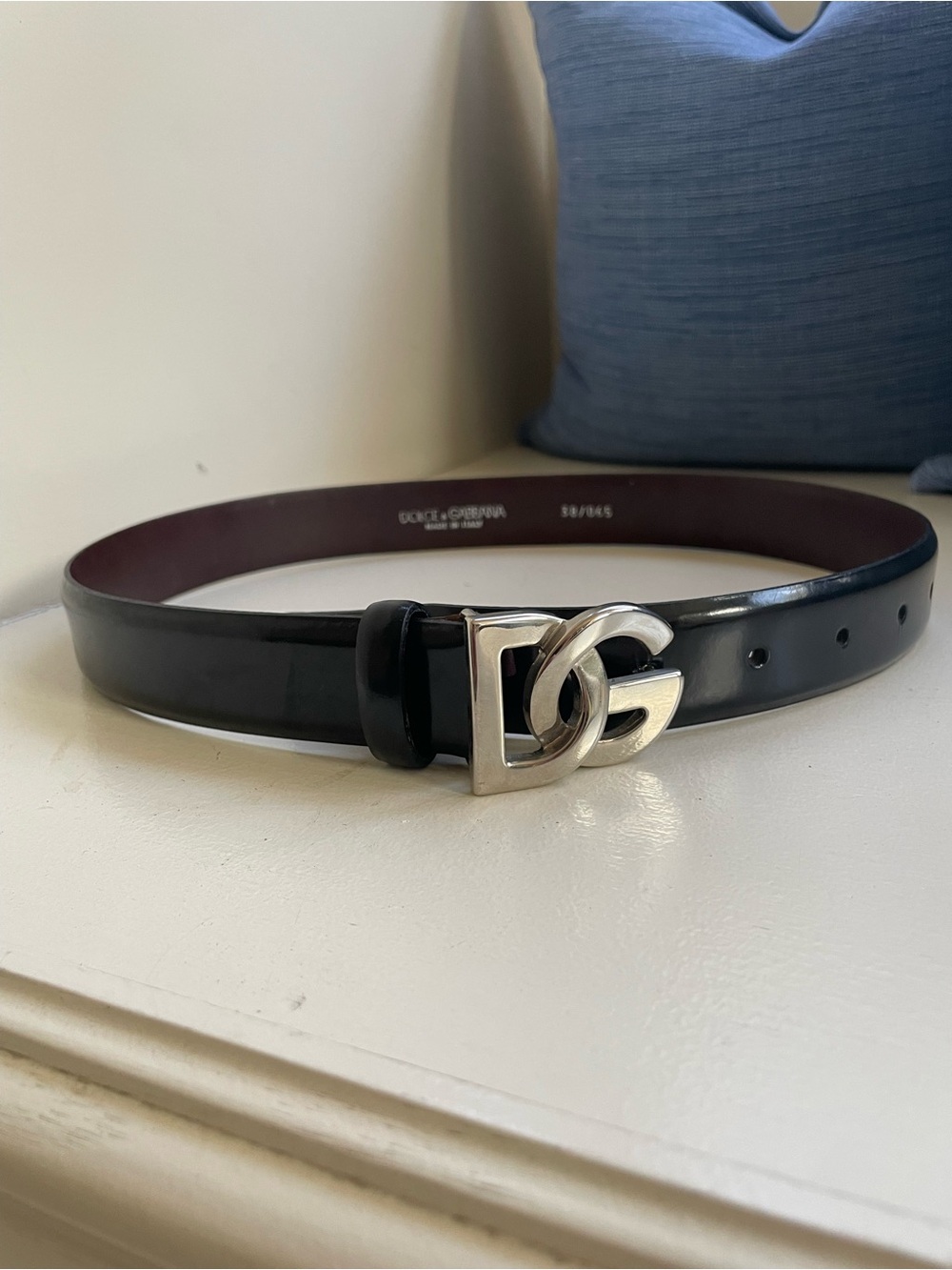 Dolce & Gabbana Black Belt with Silver DG Logo Buckle